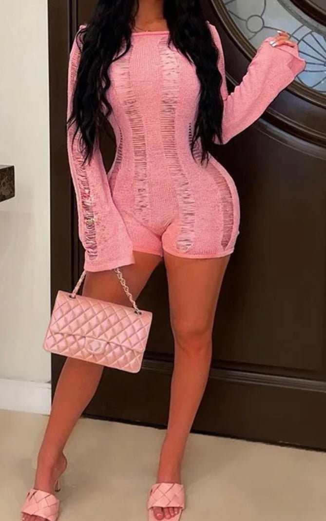 Chase me knit off shoulder romper