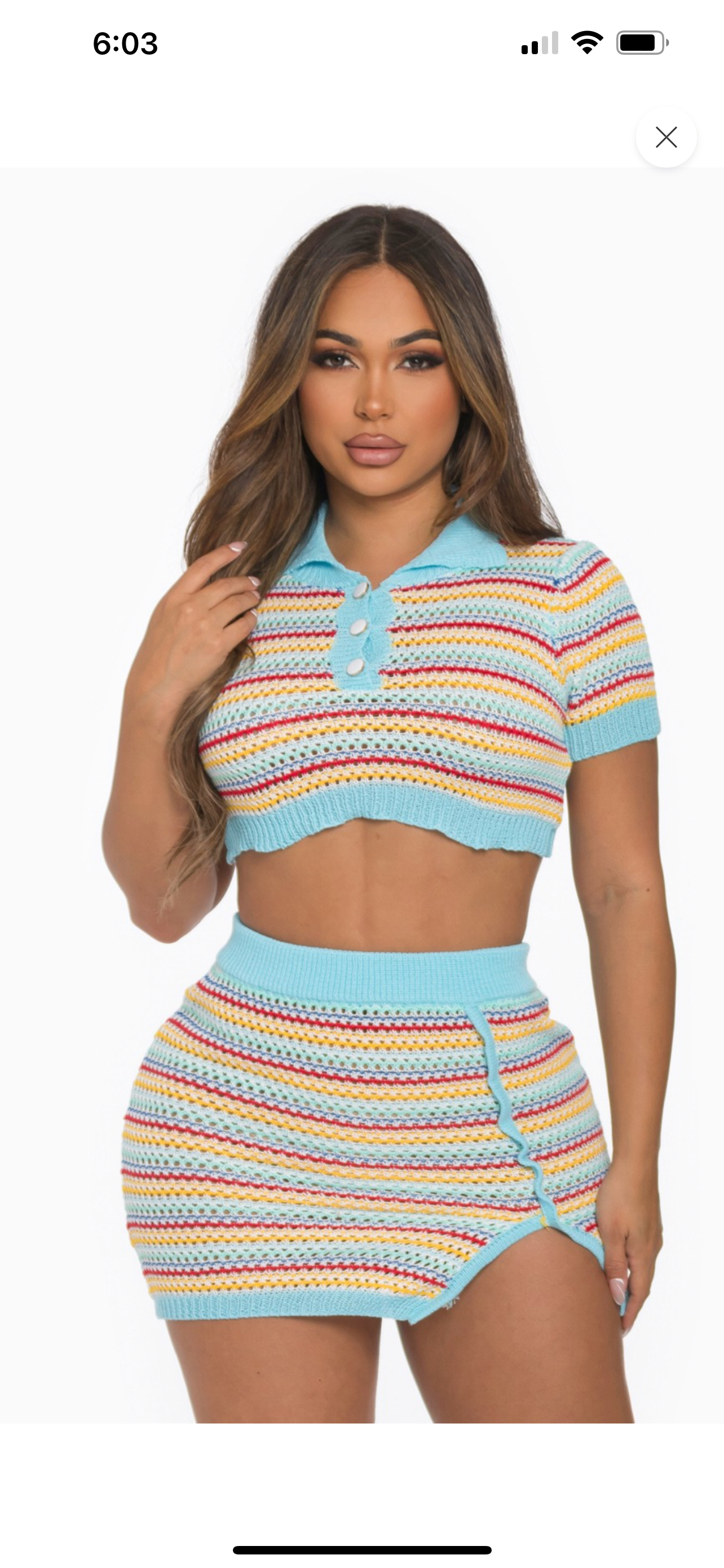 Bella crop top skirt set