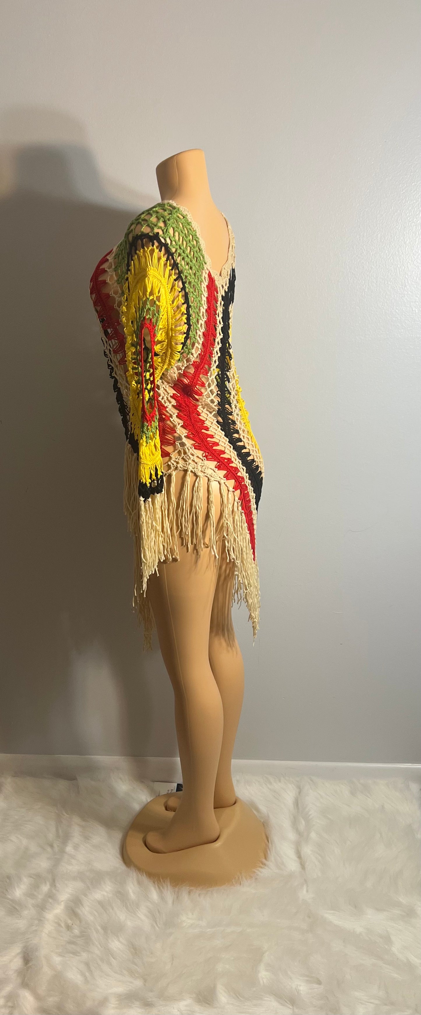 Rasta Crochet Beach Cover Up Dress